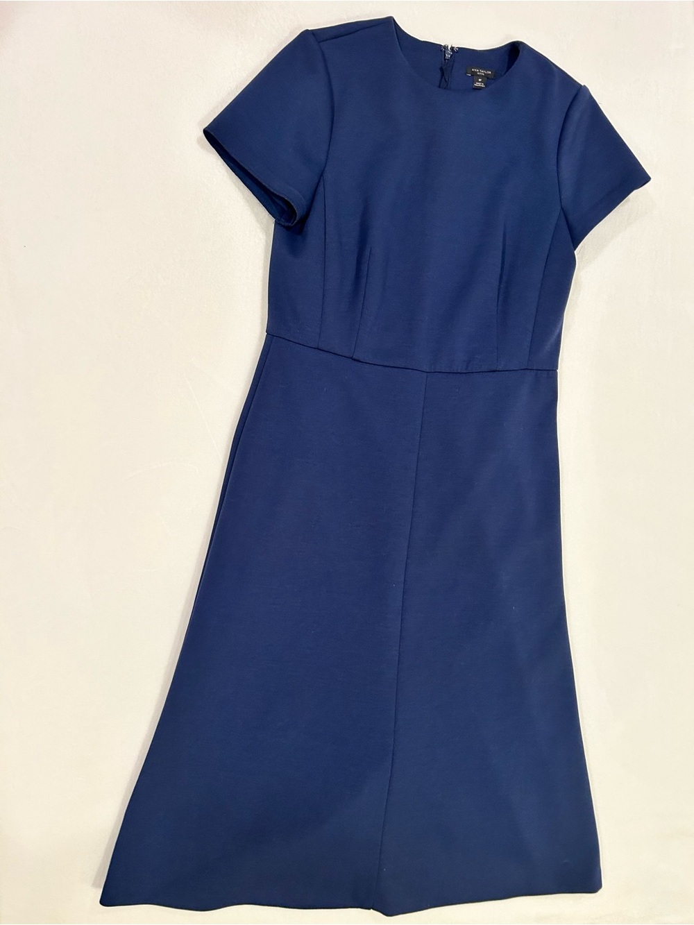 Ann Taylor Petite Short Sleeve Bi-Stretch Sheath Dress Blue 8P